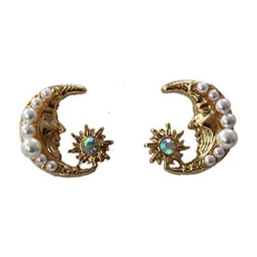 Free shipping 10 pair/ lot New Design fashion jewelry accessories pearl star moon earrings