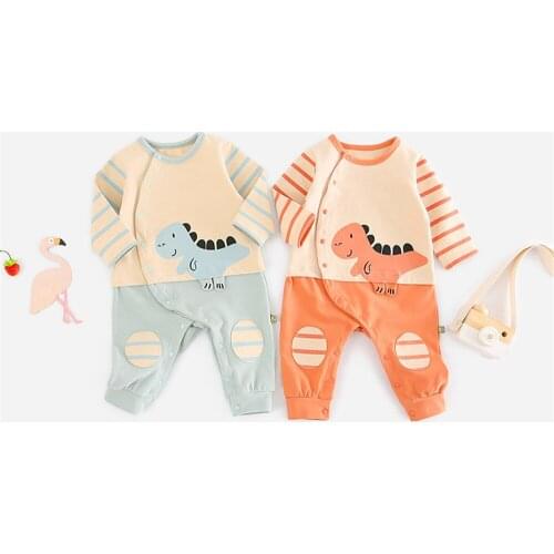 Newborn Infant Romper Cotton Long Sleeve Boy Girls Body suit Baby Cartoon Dinosaur Clothes Leotard Body Jumpsuit Ins