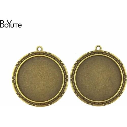 BoYuTe (20 Pieces/Lot) 40MM Cabochon Base Zinc Alloy Material Antique Bronze Plated Pendant Tray Jewelry Findings Fit Necklace