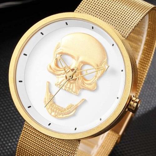 Watch Male Couple Skull Watches Men Women Ladies Gold Punk Skeleton Quartz Cool Man Wrist Watch Men Female Man Relogio Masculino