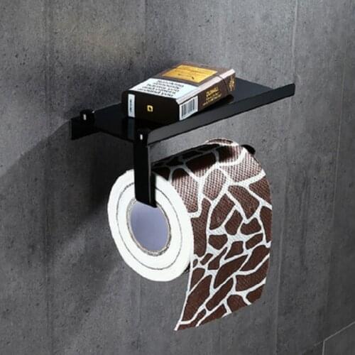 Bathroom Tool Wall Mounted Toilet Paper Holder Stainless Steel Tissue Holder Mobile Phone Stand Paper Roll Rack Towel Holder