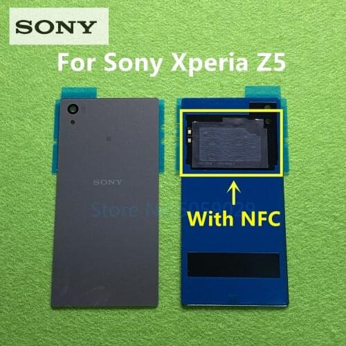 For Sony Xperia Z5 E6603 E6633 E6653 E6683 Battery door Back cover Housing Rear Glass panel Case With NFC