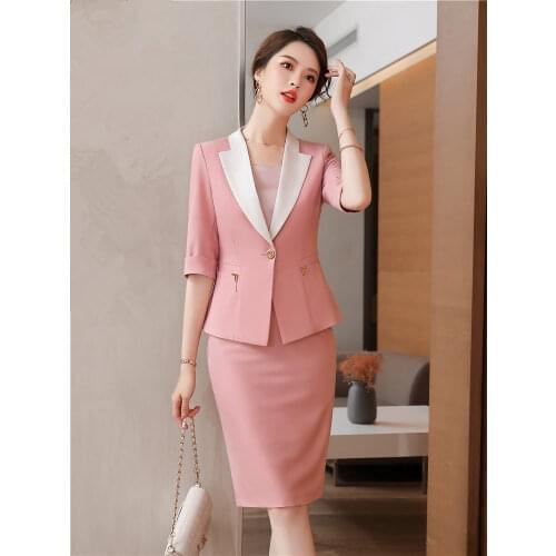 Dushicolorful Women's Business Skirt Suits