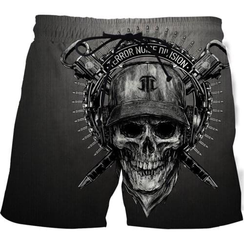 Breathable 3d skull beach pants Mens sports casual shorts Printed beach pants Quick-drying street shorts Elastic waist shorts