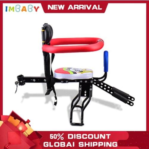 IMBABY Electric Bicycle Trailer Child Bicycle Chair Babys Kids Safety Release Saddle Seat With Armrest Guard Bar Pedal Bike Seat