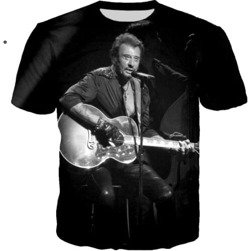 French Johnny Hallyday 3D Print Rock t shirt Cool tshirt Unisex Casual Streetwear hip hop clothes harajuku Tops Camiseta Hombre