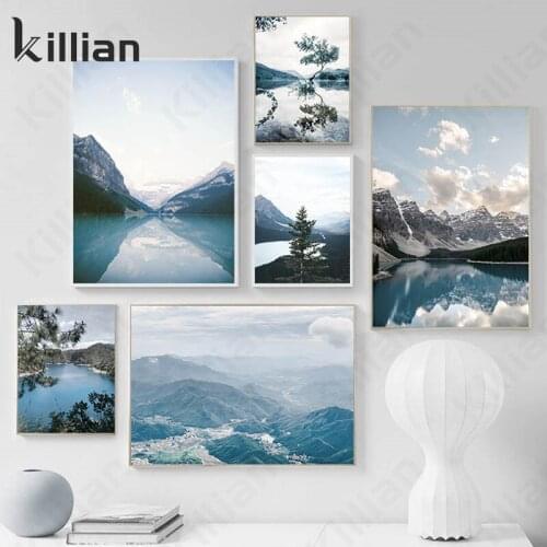 Canyon Lake Mountain Sky Forest Pictures Landscape Wall Art Canvas Painting Nordic Posters and Prints Wall Home Decor