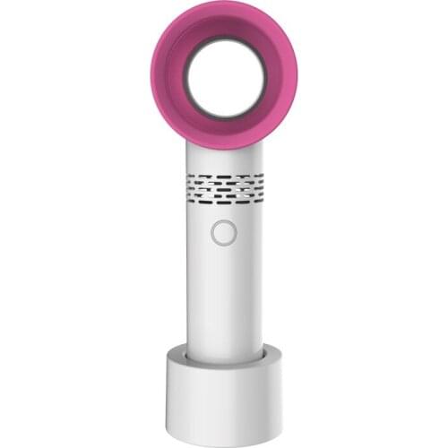 Leafless Mini USB 4-Speed Fan Rechargeable Portable Handheld Radiator Fan Small Desktop Fan with Base (White)