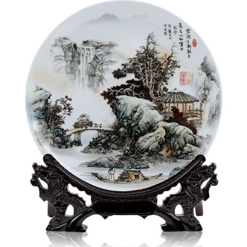 TOP GOOD business present - vintage handicraft landscape porcelain Decor art plate limited edition Decoration