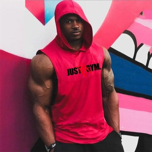 Muscle Guys Brand Mens Gym Stringer Tank Top Fitness Hoodies men Sleeveless Shirt Bodybuilding Hooded Sweatshirts Singlets Vest