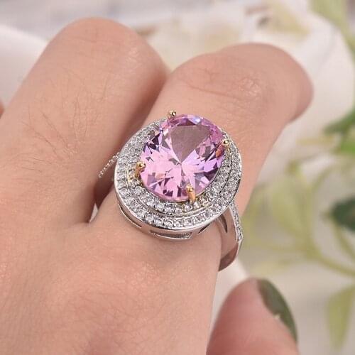 MENGYI Fashion Luxury Inlaid Pink Zircon Oval 925925 Ring For Women Wear Minimalist Ring Party Jewelry Gifts Can Be Wholesale