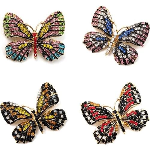Metal Crystal Rhinestones Cutout Brooch Fashion Colorful Butterfly Brooches Animal Pins Banquet Wedding Bouquet Brooch Gifts