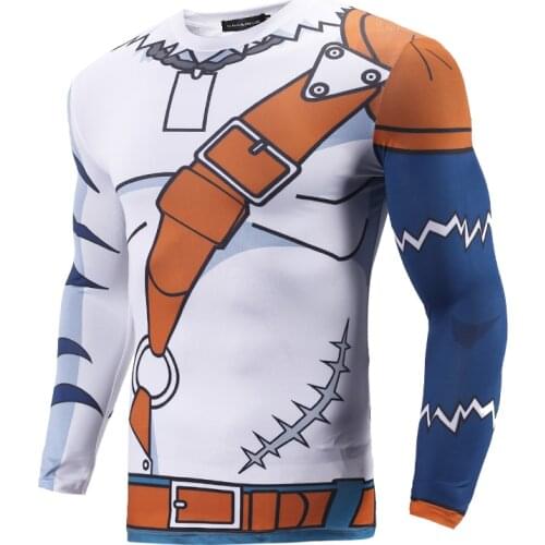 Brand Clothing 2021 Autumn new Men Cosplay T shirt Pokemon Shirt Cartoon Anime Tight Slim long sleeve Tshirt Homme