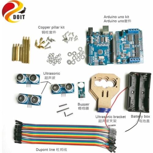 Obstacle Avoidance Kit for Robot Tank Car Chassis with UNO R3 Board+Motor Drive Board+Ultrasonic Sensor+Buzzer DIY