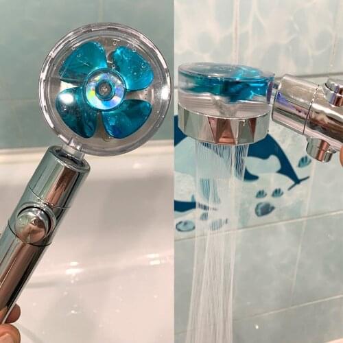 2021 Shower Head Water Saving Flow 360 Degrees Rotating With Small Fan ABS Rain High Pressure spray Nozzle Bathroom Accessories