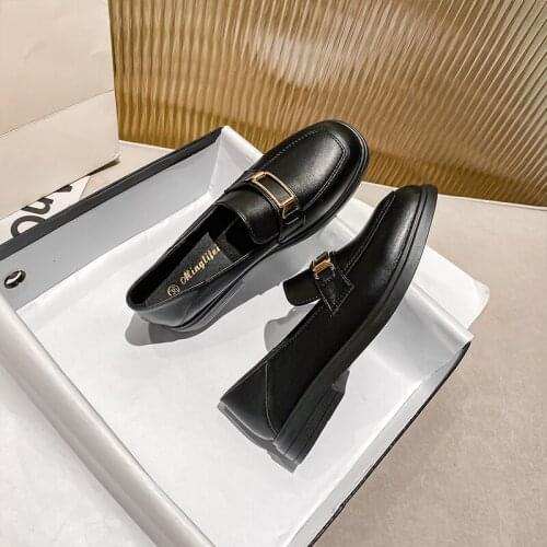 Shallow Womens Slip-on Shoes Loafers for 2021 Autumn Casual Comfortable Leather Genuine Designer Moccasins Oxford