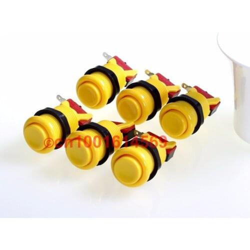 New Reyann 6pcs/lot Arcade Happ Standard Push Buttons For PC Controller Computer Game & Fighter Games & Video Games DIY - Yellow