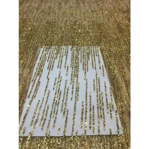 Newest SYJ-949 african tulle mesh fabric sparkly glued glitter sequins lace fabric for party dress