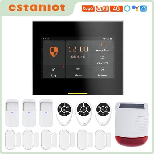 Ostaniot Tuya Smart Wireless WiFi 4G Home Security Alarm System with Solar Siren Compatible with Alexa Support IOS and Android