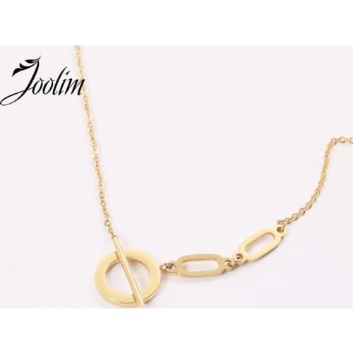 Joolim High Quality PVD Gold Finish Big Circle Pendant Stainless Steel Necklace