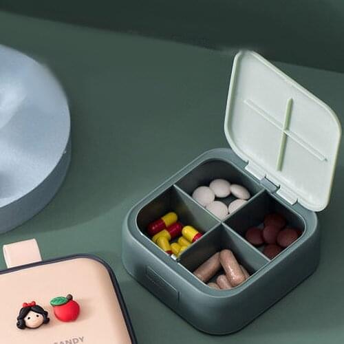 Portable Sealed Small Pill Box Cartoon Cute One Week Split Medicine Large-Capacity Multi-Cell portable PP-ABS Material 2021 New