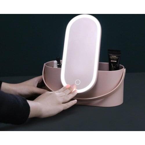 Portable Makeup Case With Mirror/fill Light Board Travel Camping Handbag Fashion Jewelry Multi-purpose Storage Box Makeup Box