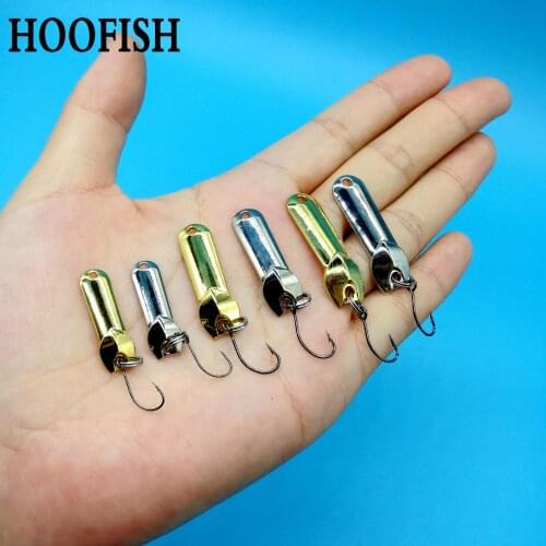 HOOFISH 5PCS/lot Slow sinking Metal Spoon Fishing Lure 1.4g/2.2g Gold silver Key sequins Artificial Hard Bait fishing tools