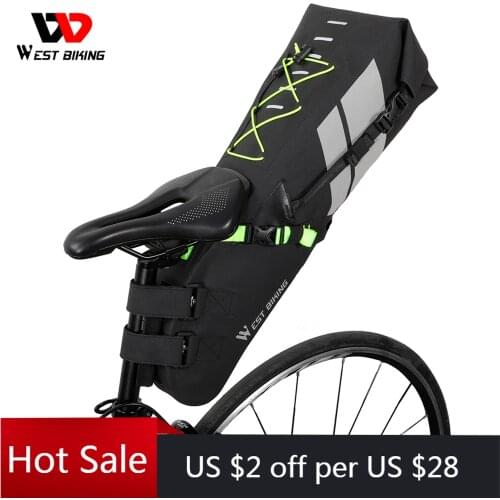 WEST BIKING 10/17L Bike Bicycle Saddle Bag Large Capacity Waterproof Reflective Rear Bag Adjudtable Cycling Tail Trunk Pannier