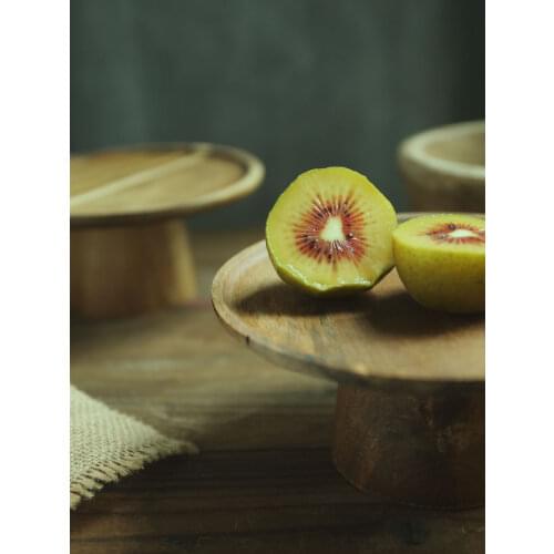 High Stand Wooden Cake Plate Natural Wood Dessert Fruit Snack Tray Home Decor Food Photography Props