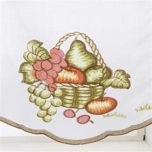 Kitchen Curtain Cafe Window Curtain Home Decoration Embroidered Flat Window Cloth Curtain Polyester / Cotton White American