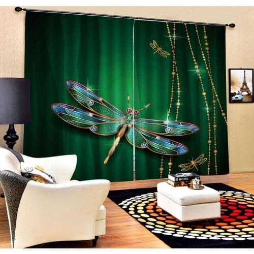 Green curtains Luxury Blackout 3D Window Curtain For Living Room blackout curtains