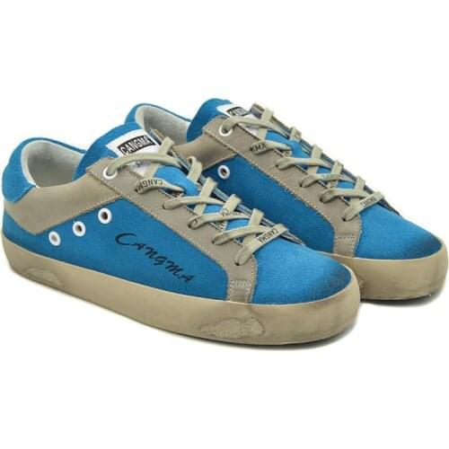 CANGMA Luxury Brand Designer Sneakers Woman Genuine Leather Suede Blue Shoes Adult Female Vintage Vulcanized Sneaker 2021