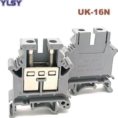 1Pcs Din Rail Universal Screw Terminal Blocks UK-16N Morsettiera Electrical Wire Terminals Block Connector Brass Bornier 101A