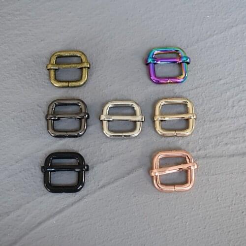 10 Pcs 15mm Metal Slider Adjustment Buckle Slides Bar Strap Adjuster Buckle for Leather Craft Bag Shoulder Belt Strap Webbing