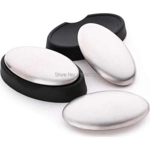 100pcs Big Size Soap Stainless Steel Kitchen Bar Odor Remover Garlic Deodorize Eliminating Odor Remover with Holder Tool Tools