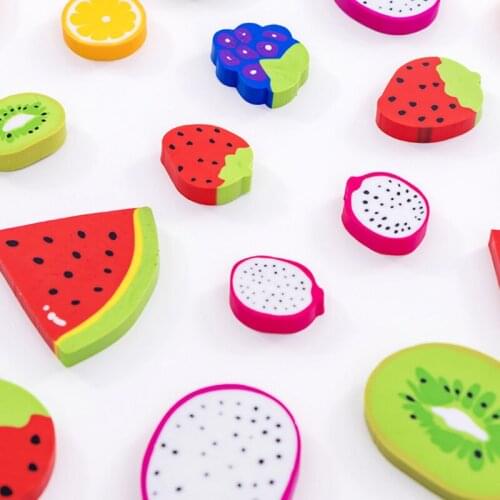 4pcs/lot Kawaii Eraser Mini Fruit Rubber Creative Pencil Eraser For Kid Children Stationery Gift Toy
