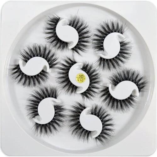 7 Pairs 17mm 5D Mink Hair False Eyelashes Extension Dramatic Wispies Fluffy Eyelashes Makeup Tool Cruelty-free Handmade Eyelash