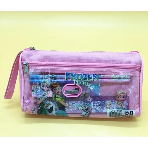 7pcs Disney Frozen Elsa double-layer pencil case ruler book pencil set elementary school kindergarten stationery set supplies