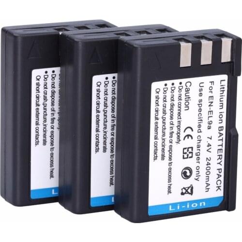 3pc Battery for EN-EL9 EN EL9 EN-EL9a EN EL9a Li-ion Batteries AKKU for Nikon EN-EL9a D40 D60 D40X D5000 D3000 Camera
