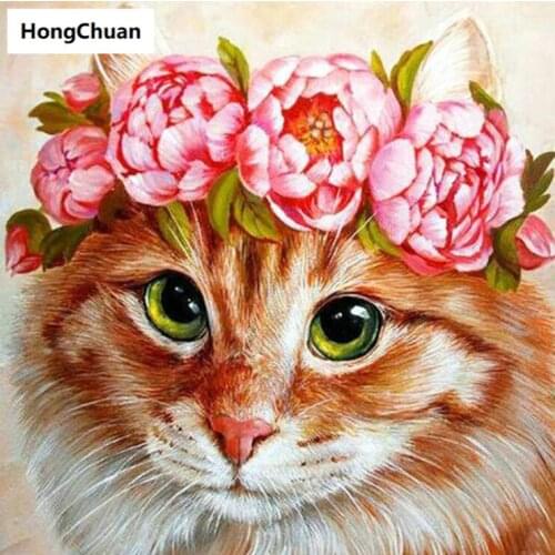 5D DIY square/circle diamond painting cross stitch cute flower cat needlework homedecoration mural mosaicdiamond embroidery gift