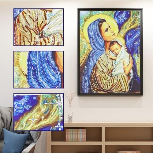 New 5D Diamond Painting Colorful Child And Mother Pattern Special Shaped Diamond Painting DIY Stitch Diamond Painting Home Decor