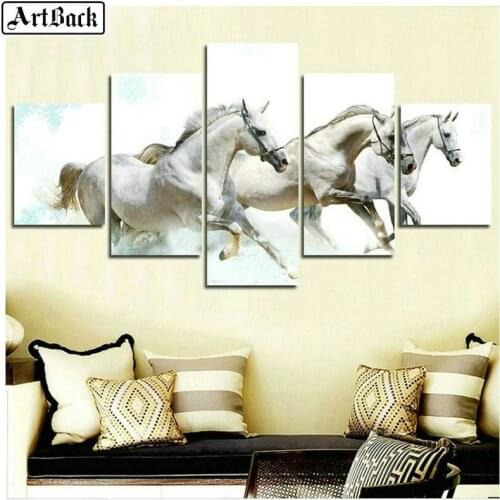 New 5 spell diamond painting leopard horse peacock full square drill diamond mosaic 3d diamond embroidery sticker animal