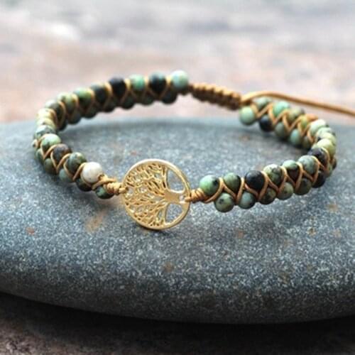 2021 Handmade Natural Stone Boho Yoga Wrap Bracelet & Bangle Tree of Life African Braided Charm Bracelet Women Men Gift sale