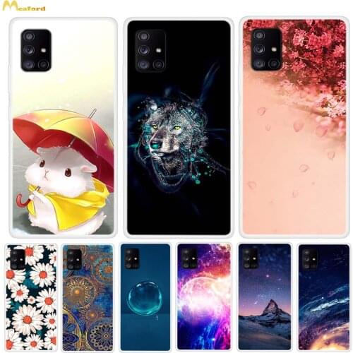 For Samsung Galaxy A51 5G Cases A51Case Silicone Back Cover GalaxyA51 A 51 Phone Case Clear TPU Print Space Daisy Flower Fundas