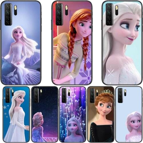 Elsa in Frozen Black Soft Cover The Pooh For Huawei Nova 8 7 6 SE 5T 7i 5i 5Z 5 4 4E 3 3i 3E 2i Pro Phone Case cases
