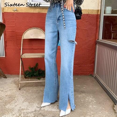Jeans Femme Korean Style Fashion Wide Legs Pants Women Y2k Aesthetic Split Side Denim Trousers Female Cowboy Vintage Streetwear