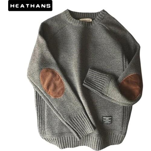 Stripe Sweater Men Vintage Thick Coarse Wool Korean Loose O-Neck Pullover Sweater Men Contrast Color Casual Wild Personality Top