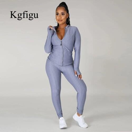 KGFIGU 2020 New Arrival Women Workout High Quality Fitness Elastic Knitting Sportly Biker Breathe Two Pieces Set