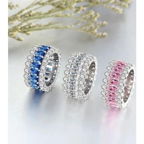 Luxury Eternal SONA Simulation Diamond Colored Gemstone 925 Sterling Silver Female Wedding Ring Exquisite Engagement Jewelry