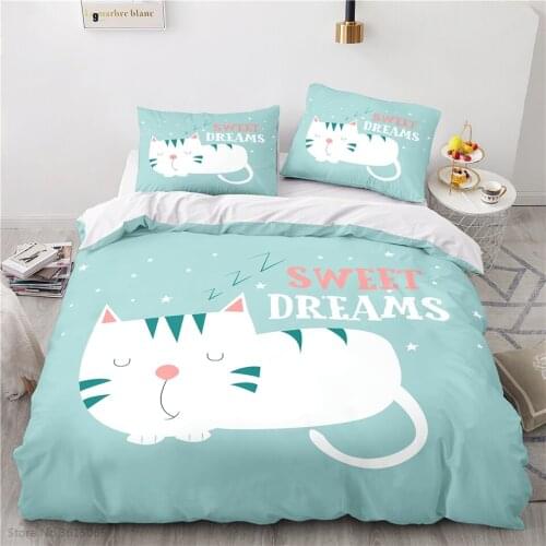 Nordic Cartoon Cute Kitten Bedding Set 3d Duvet Cover Set Pillowcase Children Boys Girls Single Double Twin Full Queen King Size
